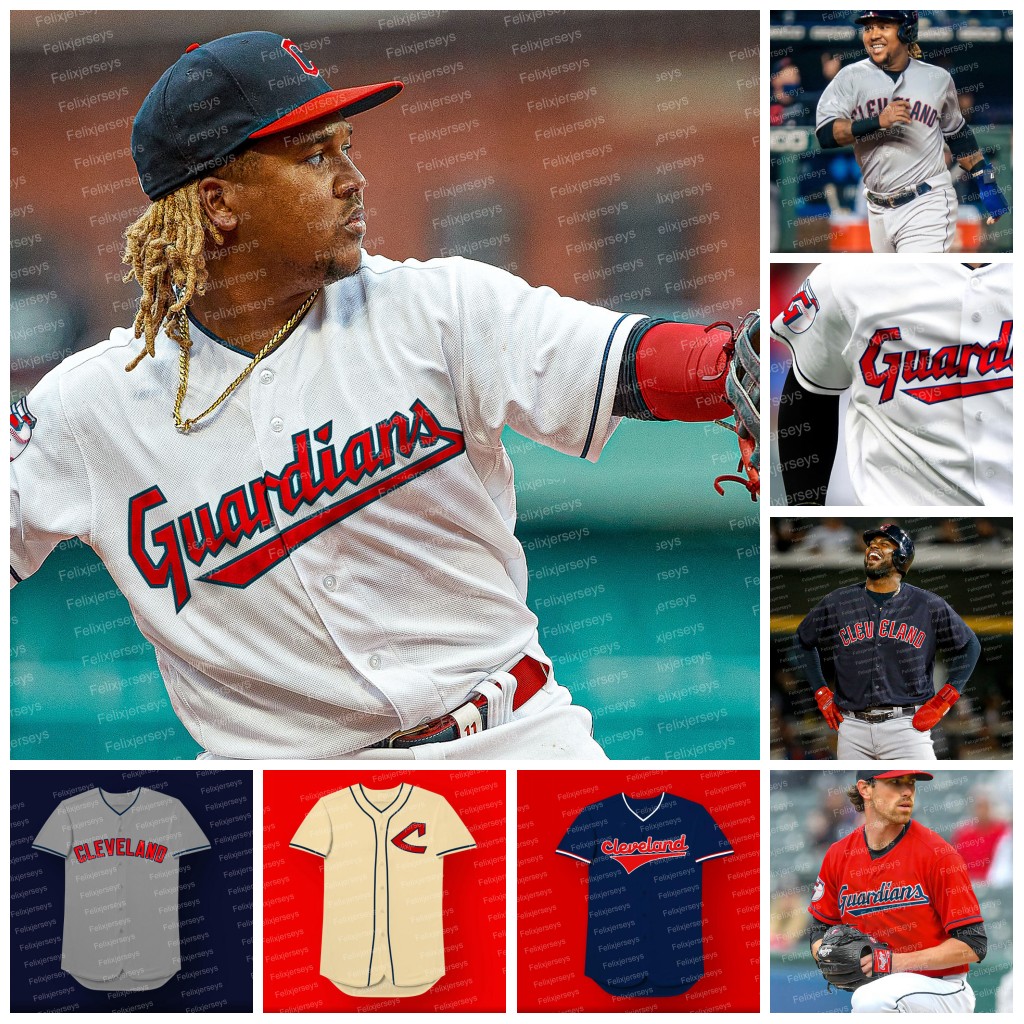 

Cleveland Guardians Baseball Jersey 11 Jose Ramirez 57 Shane Bieber 7 Cesar Hernandez 9 Eddie Rosario 1 Amed Rosario 17 Austin Hedges 32 Franmil Reyes 4 Bradley Zimmer, 100th white youth: size s-xl