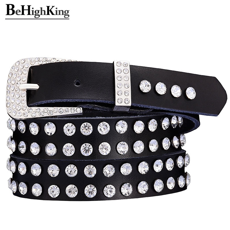 

Designer belts 2023 Fashion genuine leather belts for women Quality shining rhinestone belt female Narrow cow skin buckle waistband width