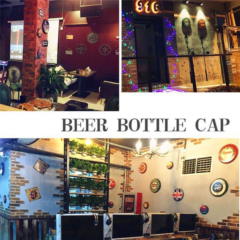 Beer Bottle Cap Whisky Vintage Plaque Metal Tin Signs Cafe Bar Pub Signboard Wall Decor Retro Nostalgia Round Wall Paintings Poster 35CM