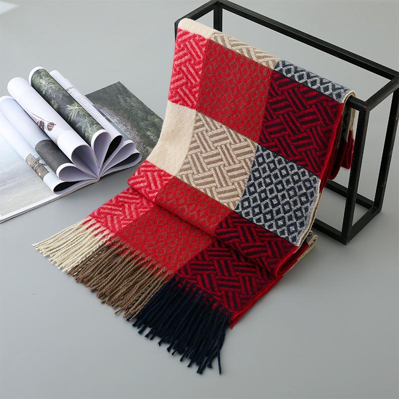 

Scarves Tassel Water Line Geometric Stripe Scarf For Men Women In Autumn Winter 2021 Imitation Cashmere Fashionable Warm Shawl