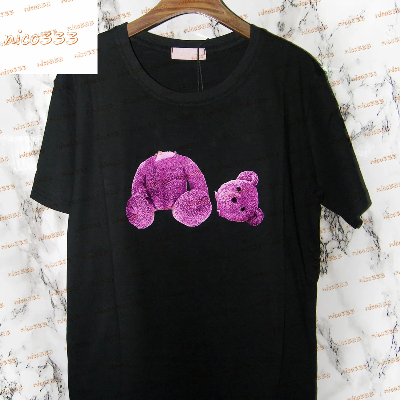 

broken head t-shirt tee female green pink bear brown printing loose short-sleeved male high street tide brand size s-2xl, White;black