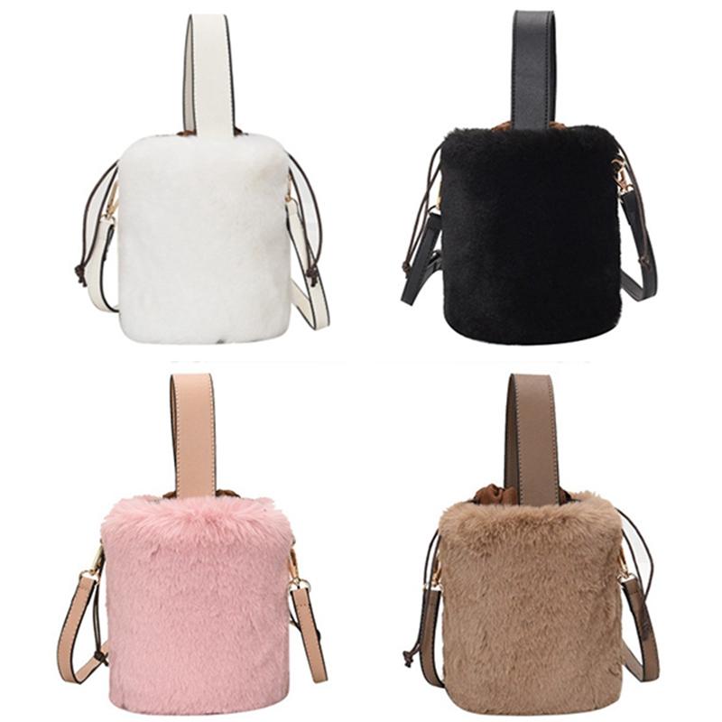 

Evening Bags Ladies Bucket Bag Handbag Fashion Plush Shoulder Messenger, White