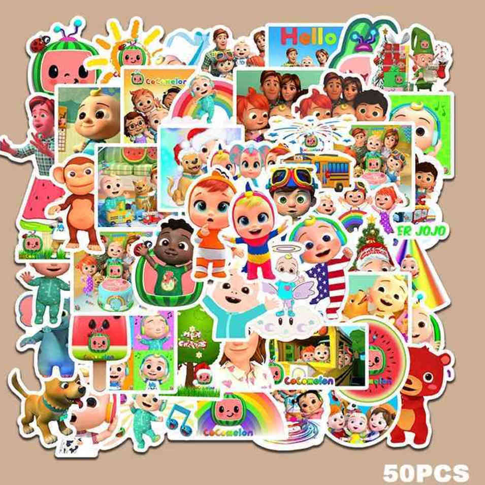 

50 Pieces/pack CocoMelon JJ Litter Boys DIY Sticker Cartoon Cute Kids Books Water Bottle Paster Fashion Computer Stickers gG35GWQE, Blue