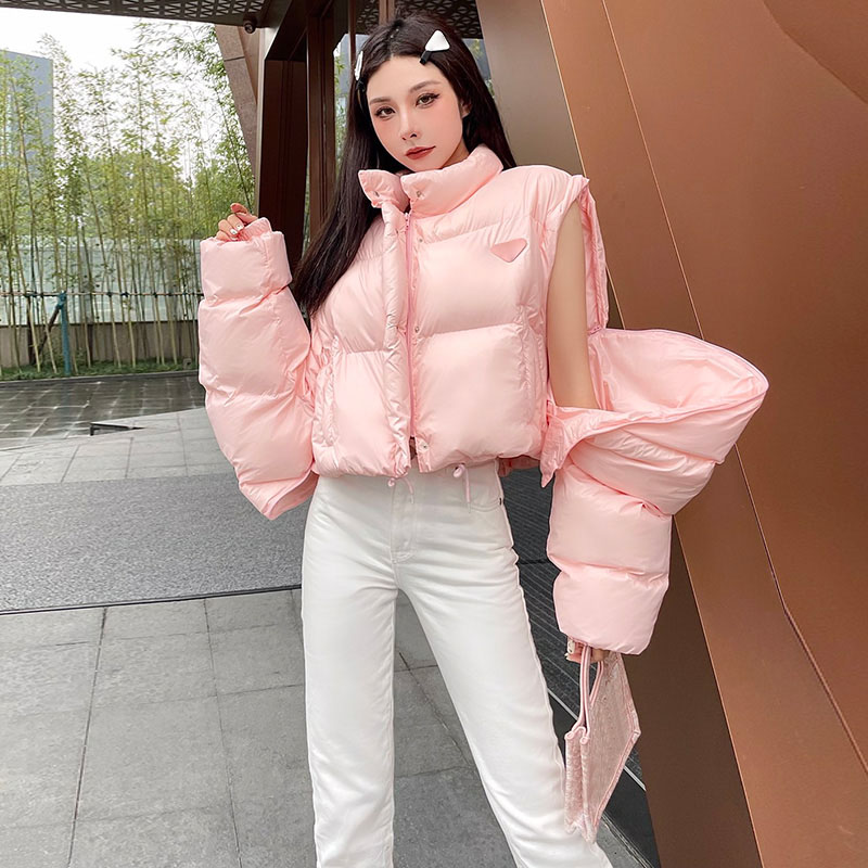 

Winter Womens Down Jacket Zipper Cardigan Jacket with Detachable Sleeves Comfortable and Warm Outdoor Wear Fashion Parkas, Pink