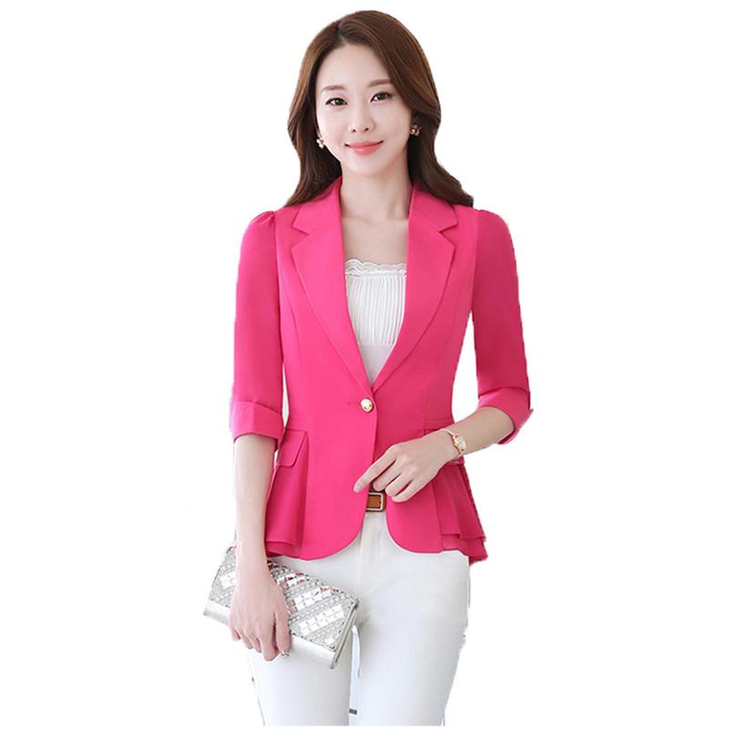 

Short Blazer Coat Women 2021 Spring Summer Korean Slim Top Plus Size White Black With Ruffles Chiffon Fashion Clothes N913 Women's Suits & B