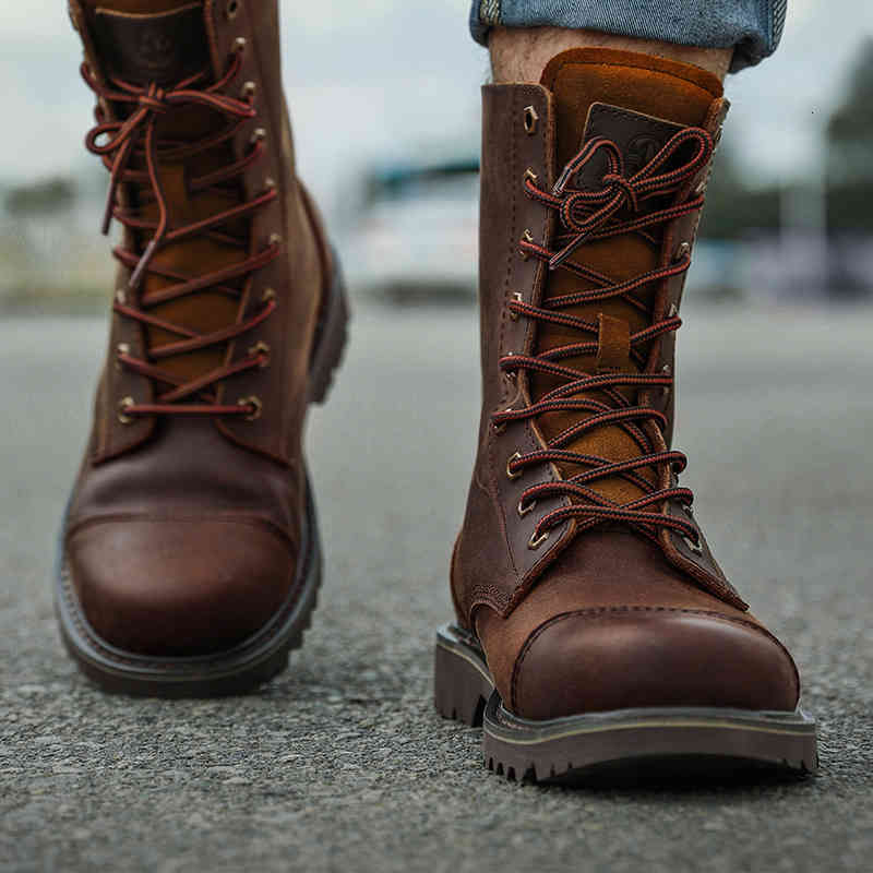 

Boots Hiking shoes Men Hunting Tactical Desert Combat Ankle Waterproof sneakers Leather Snow walking high-top Women's shoe YV1X, Black