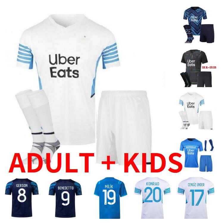 

adult kids kit SANSON CUISANCE KAMARA Soccer jerseys 2021 2022 OM Maillot Foot GUENDOUZI PAYET THAUVIN BENEDETTO 21 22 MILIK Football shirt