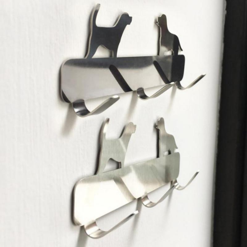 

Hooks & Rails Stainless Steel Wall 3 Bathroom Punching-free Clothes Hanger Dog Shaped Back Door Towel Hanging Peg Home Essential 3Colors