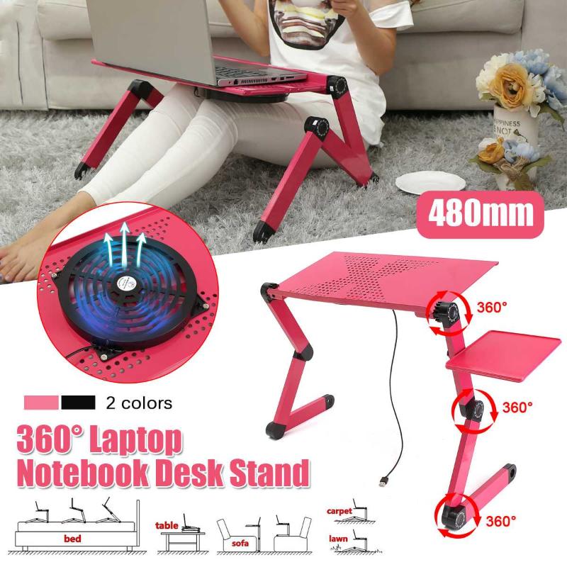 

Adjustable Folding Notebook Desk Laptop Table Stand Bed Tray Portable Aluminium Holder With Mouse Pad Cooler Computer Cables & Connectors