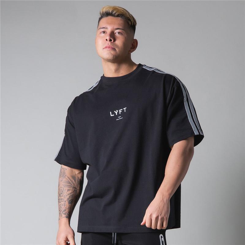 

Men's T-Shirts 2021 JP&UK Side Striped Short Sleeves T Shirt Men Gym Fitness Bodybuilding Cotton T-shirt Male Workout Tees Tops Brand Clothi, White