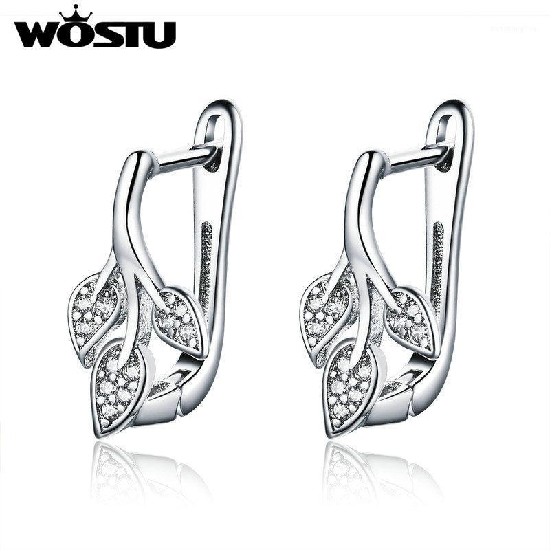 

Stud WOSTU Arrival Autumn Leaves Flower Earrings For Women Small Engagement Wedding Elegant Luxury Jewelry FFE133, Golden;silver