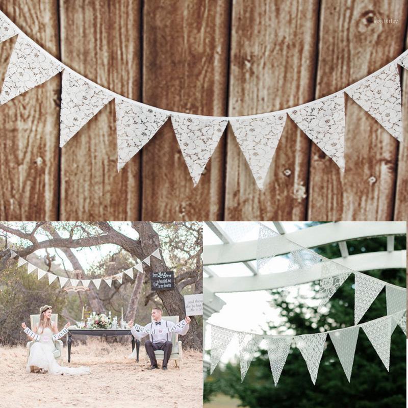 

Flags 3.2m White Lace Flower Party Wedding Pennant Bunting Banner Decor Decoration