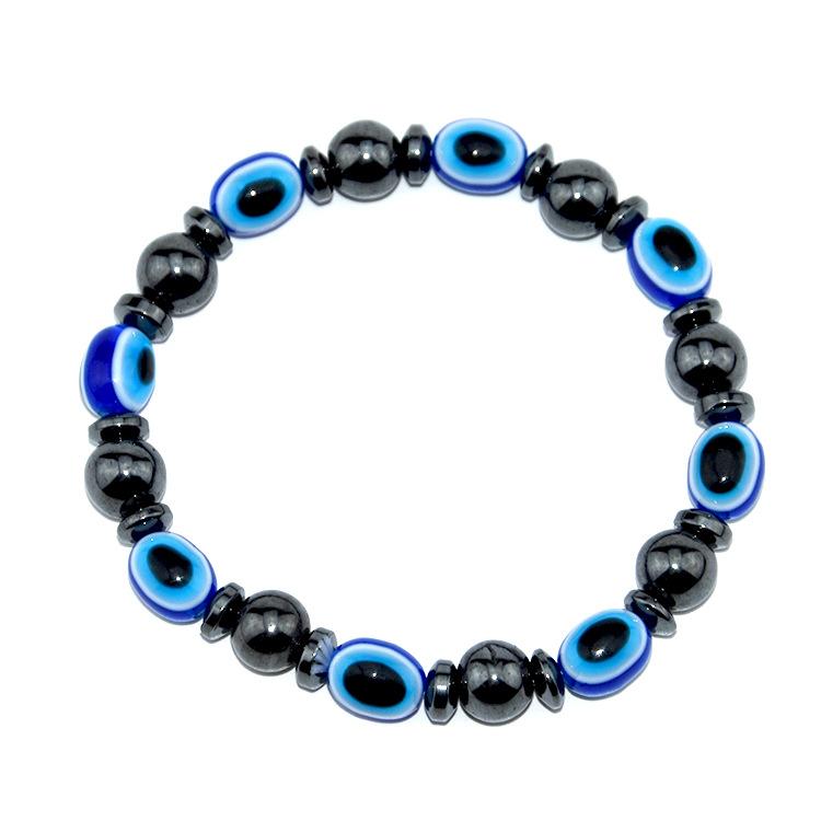 

Beaded, Strands Accessories Magnetic Black Stone Magnet Elastic Bracelet Resin Eyes Flat Bead Hand Ornaments Men Women Charm