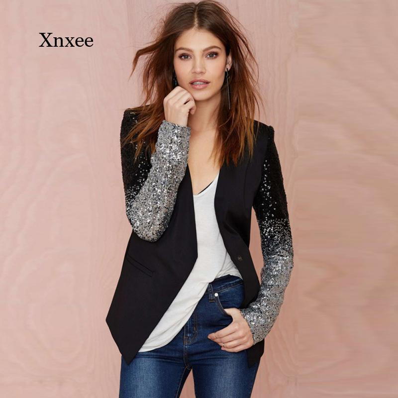 

Women's Jackets Sequin Blazer Coat Women Chic Sparkling Bling Long Sleeve Elegant Ol Jacket Business Suit Spring Autumn Outerwear Tops, Black;brown