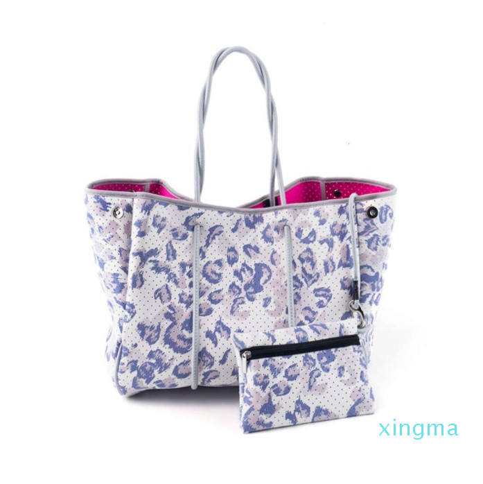 

selling beach bag 2021 wholesale leopard printing neoprene tote shoulder Hands for women, 50