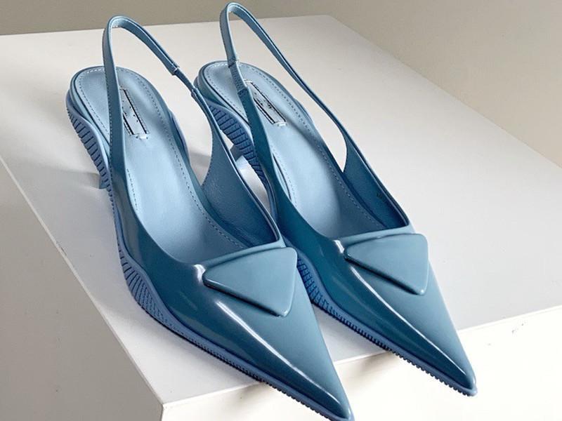 

2022 Original Models Luxury Designer Brand Pointed Sandals 2021 Latest Fashion Womens Genuine Leather Shallow Mouth High Heels Sandal Dress Shoes, Black