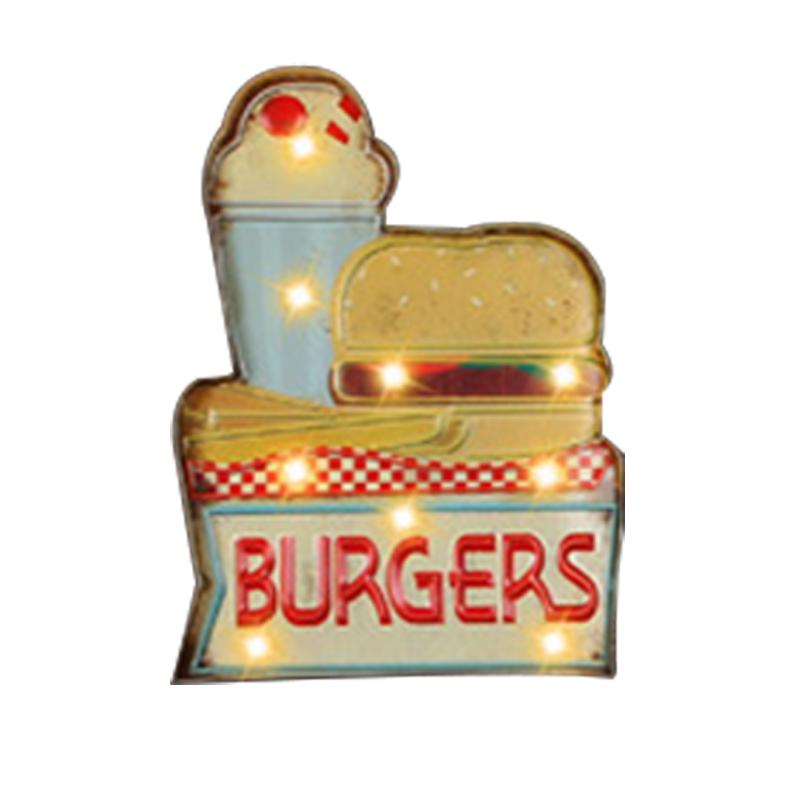 

Bar Modern Wall Lamp Hanging Signs Shop Coffee Led Decoration Iron Ice Cream Shaped Retro Art Night Light Restaurant