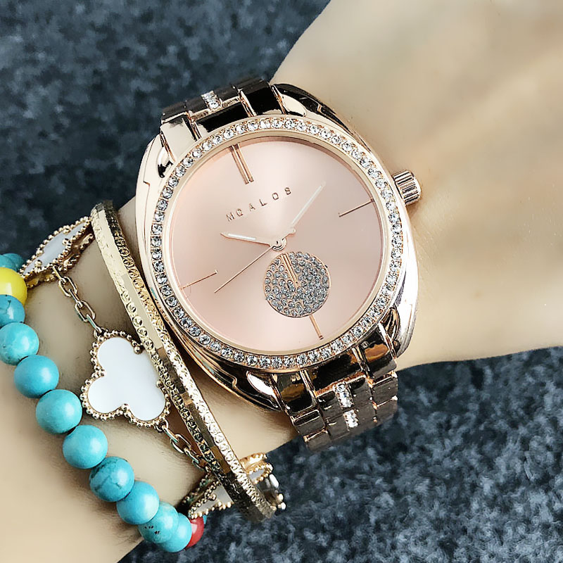 

Fashion Brand Watches women Girl crystal style Metal steel band Quartz Watch M52, Rose gold