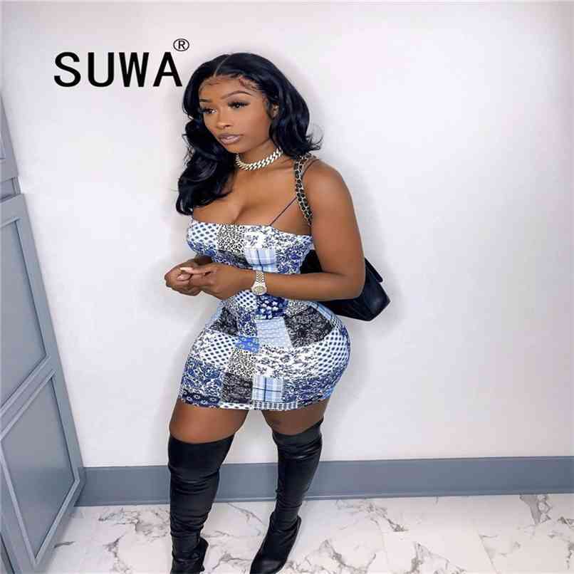 

Women Dresses Summer Recommend Style Tie Dye Harajuku Classic Fashion Bodycon Sexy Evening Party Spaghetti Strap Dress 210525, Multi