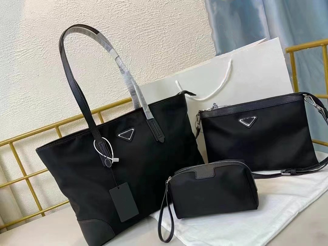 

High-end Women Designer tote bag 3 Pcs Set,Handbag Evening bags Purse triple Shoulder Bags black with logo