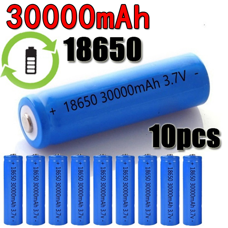 

30000mAh 3.7V Li-ion Battery 18650 Rechargeable Battery for LED Flashlight Electronic Gadget Cabinet Light Dropshipping