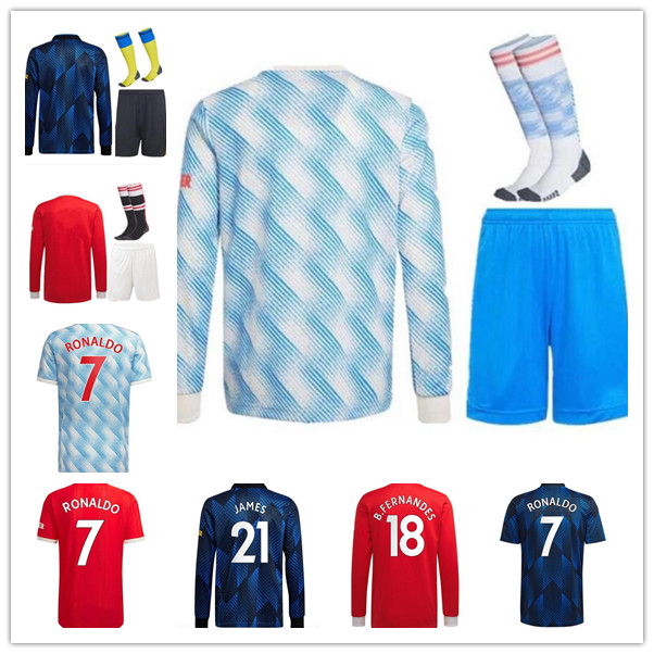 

21 22 SANCHO RONALDO Long Sleeve Soccer Jersey 2021 2022 GREENWOOD B.FERNANDES football Shirt RASHFORD POGBA R.VARANE SHAW VAN DE BEEK utd adult men maillts futol kit, 15