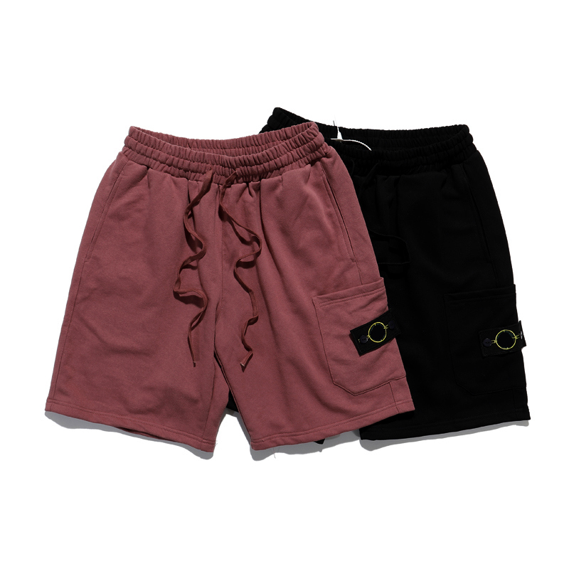 

2021SS European and American Style STONE Men's Shorts Embroidery Sports Mesh Beach Pants, White;black