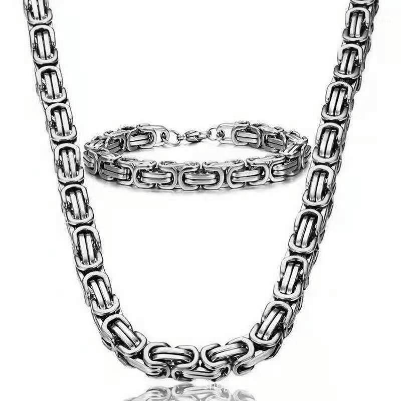 

Chains Necklace Bracelet For Men HipHop Rapper Fashion Club Jewelry Stainless Steel 8mm Imperial Link Necklaces Chokers, Silver
