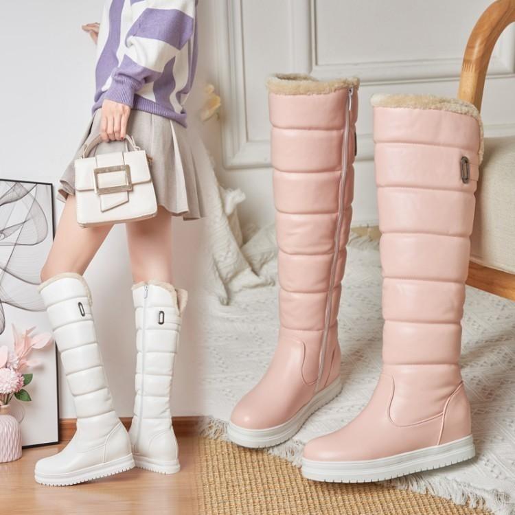 Boots Winter Side Zipper Long Tube Waterproof Cotton Shoes Women's Warm Over Knee Thickened Snow Proof And Anti-skid