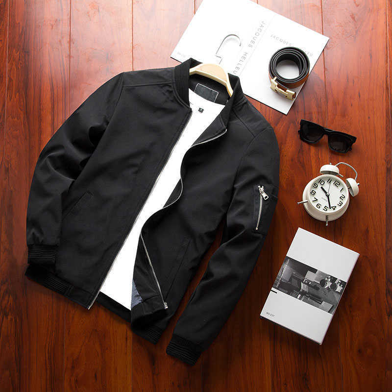 

Covrlge Spring New Men's Bomber Zipper Jacket Male Casual Streetwear Hip Hop Slim Fit Pilot Coat Men Clothing Plus 4XL MWJ146 X0621, Red