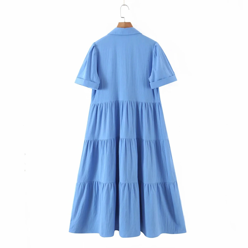 

Casual Dresses 2021 custom collar button up in casual blouse for women, Blue.