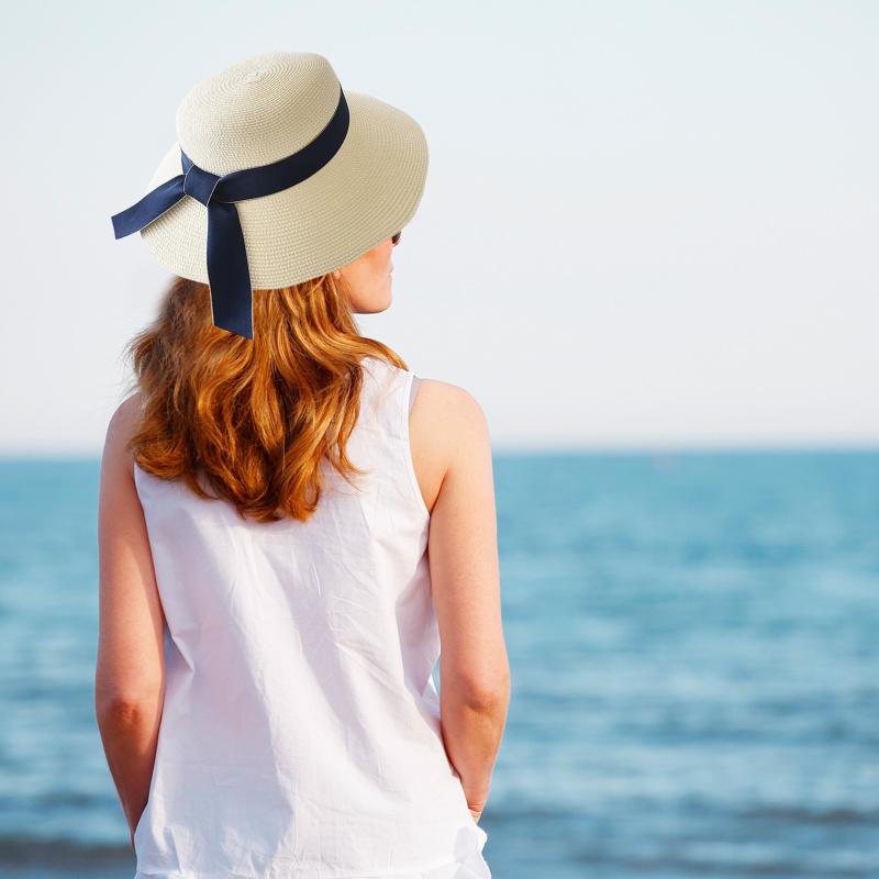 

Summer Female Sun Hat Big Brim Classic Bowknot Belt Foldable Straw Casual Outdoor Beach Travel Holiday Cap For Women M6 Wide Hats