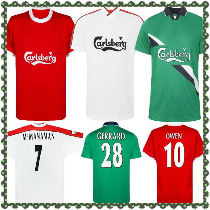 

1999 2000 2001 Owen Gerrard retro soccer jersey 01 02 home away BERGER FOWLER McMANAMAN HESKEY CARRAGHER classic vintage football shirt, Army green