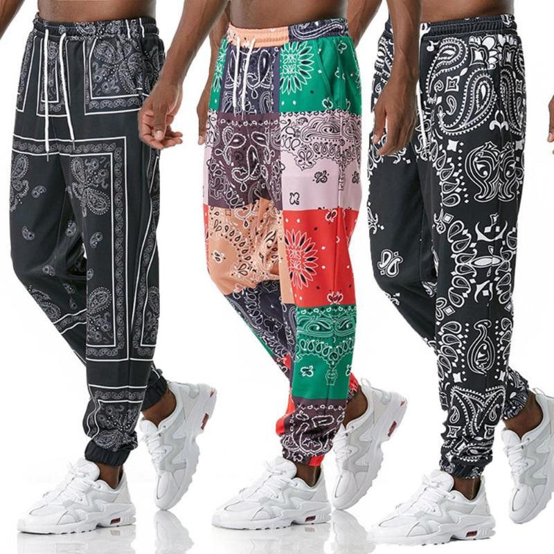 

Men's Pants Mens Black Paisley Print Joggingbroek 2021 Harajuku Joggers Broek Sport Mannen Streetwear Casual Pantalones Hombre