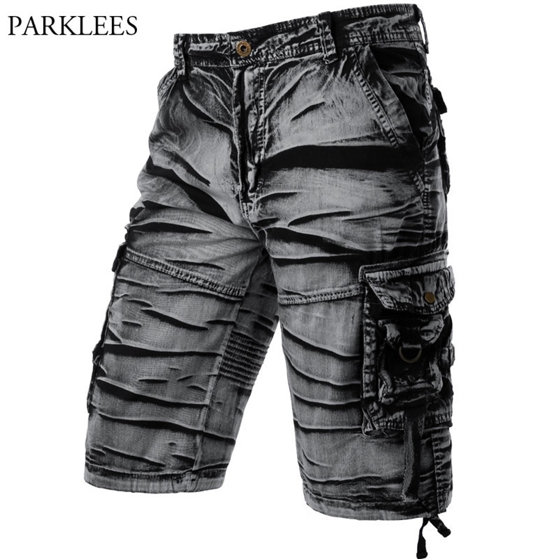 

Gray Camo Cargo Shorts Men Cotton Mens Short Pants Comfortable Bermuda Masculina Relaxed Fit Multi-Pocket Pantalon Corto Hombre 210629, Gray camouflage