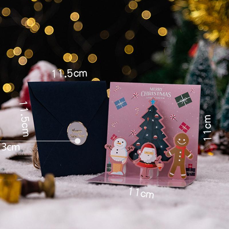 

Greeting Cards Merry Christmas Card With Envelope Santa Snowman Tree 3D UP Party Invitation Gifts Folding Type Postcard