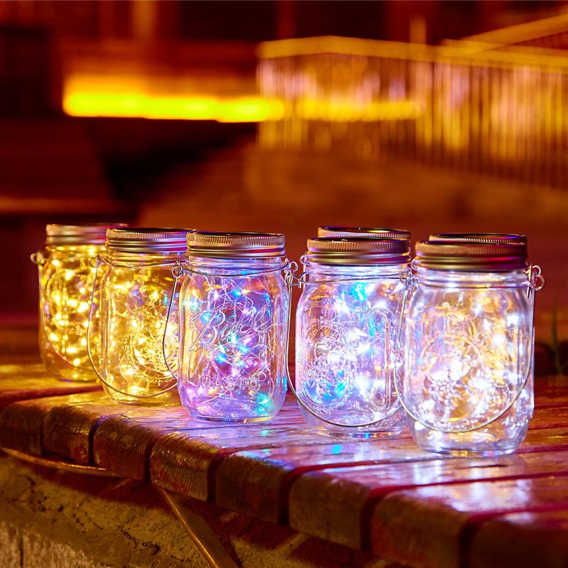 

Strings 20 Led Solar Kappe Licht Mason Jar Mit Griff String Fairy Weihnachten Glhwrmchen Lichter Deckel Fr Terrasse Rasen Gar
