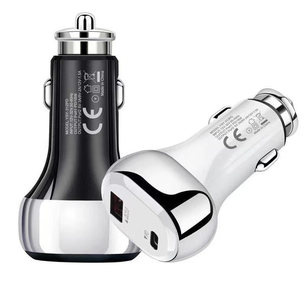 

38w Fast Car Charger Portable 2 Port USB+Type-C PD Charge Quick QC3.0 Mobile Phone Chargers