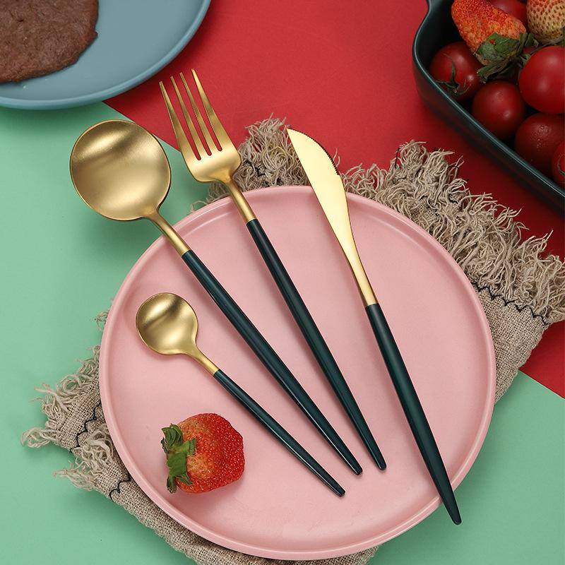 

Dinnerware Sets 304 Stainless Steel Western Style Knife Fork Spoon And Coffee Set Of Four Metal Tableware