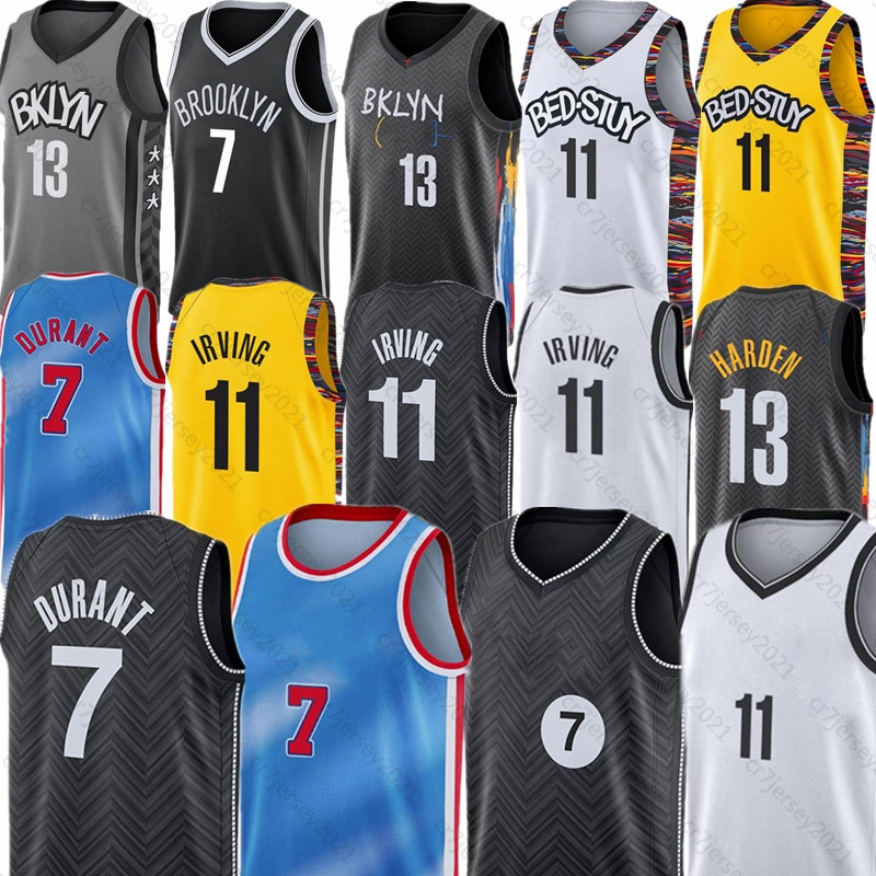 

7 Kyrie 11 Kevin 72 Irving Biggie Durant 13 Harden Basketabll Jersey Mens 2021 NCAA jerseys Black Vest Grey Blue White Sleeveless Shirt