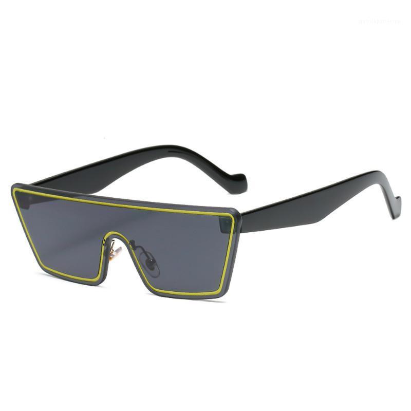 

Vintage Oversized Sunglasses Women Black Rimless One Piece Flat Top Square Sun Glasses Men Brand Designer Retro Eyewear