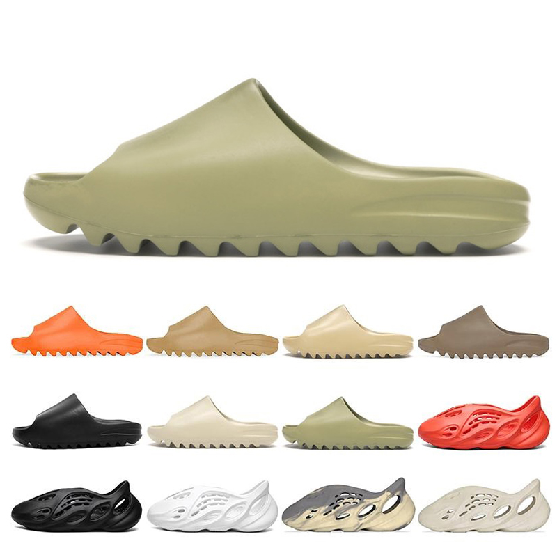 

kanye Sandals slip-on Bone slide foam runner men women slippers Enflame Orange Royal Blue sandal Desert sand Resin Moon Earth Brown triple black white womens 36-45