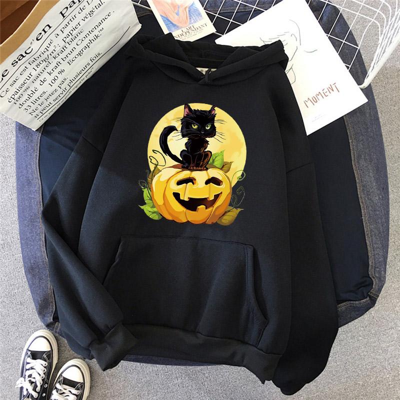 

Men's Hoodies & Sweatshirts Autumn Women's Hoodie Costume Halloween Drawstring Sweatshirt Print Pullover Casual Fashion Streetwear Women, Black