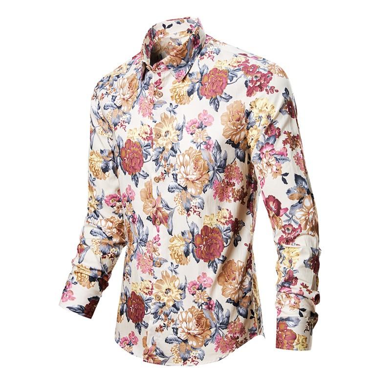 

Men's Casual Shirts Blouse Homme Baroque Banquet Shirt Paisley Men Luxury Korean Mens Long Sleeve Print, Gray