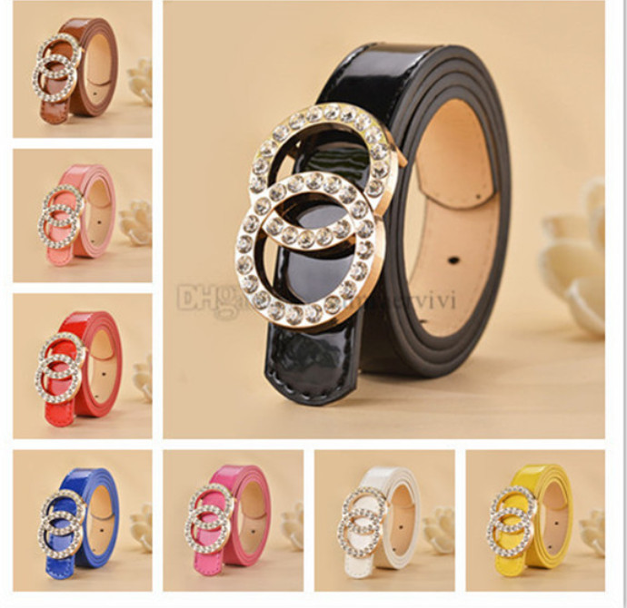 

Designer Kids Rhinestone belt boutique Luxury children metal letter buckles belts Boys Girls Patent Leather waistband adult all-match accessories A7273, Peach