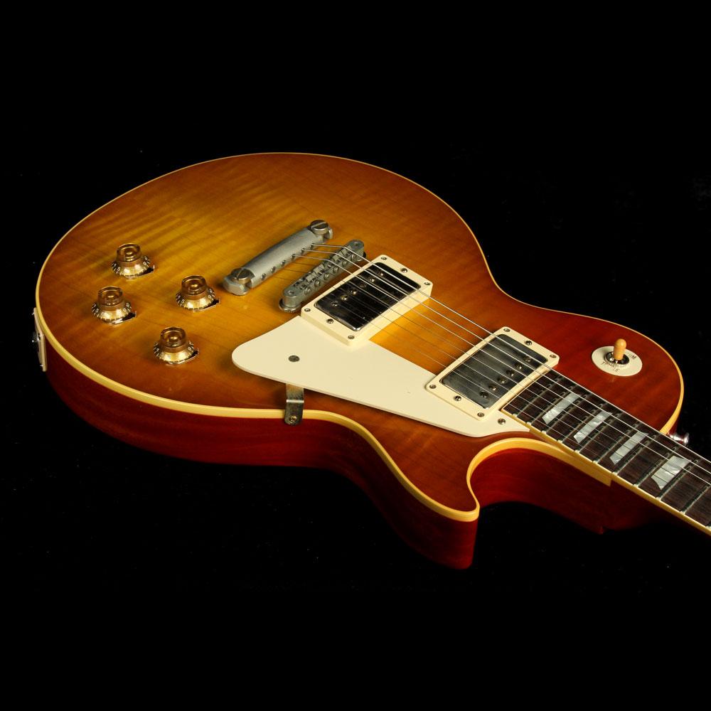 

Mark Knopfler 1958 Vintage Sunburst Flame Maple Top Electric Guitar Gold Metal G Back Cover, Tuilp Tuners, Yellow Body Binding, Chrome Hardware