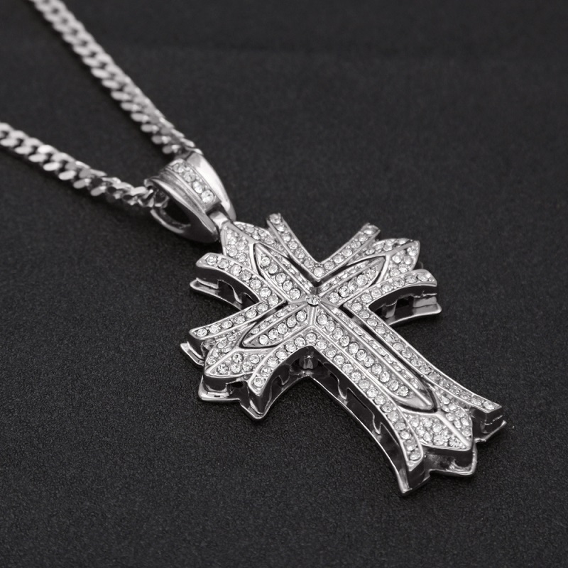 

Flower Cross Pendant Necklace Mens Gold Necklace Iced Out Pendant Hip Hop Jewelry
