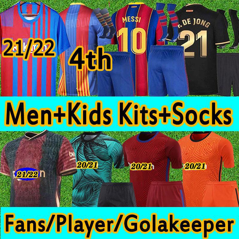 

New 21/22 Barca Jerseys Adult+Kids Kits+Socks Sets 2022 Fans+Player version soccer jerseys 2020 2021 MESSI GRIEZMANN COUTINIHO Training foot, 20 21 away player liga