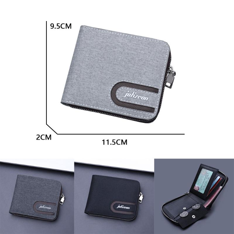 

Wallets Casual Men's Wallet Canvas Short Multi-card Card Holder Pocket Clutch Zipper Male Slim Coin Purse Pouch Cards Money Clip, Black