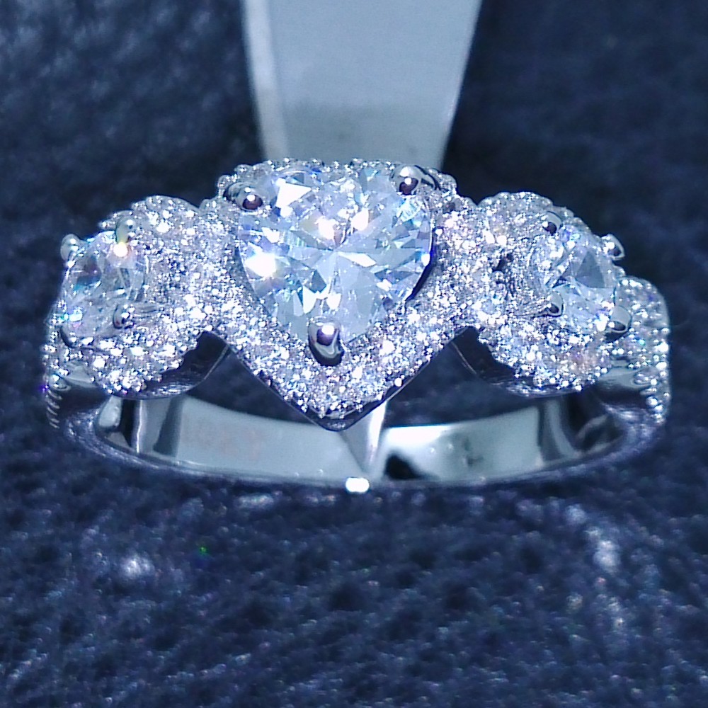 

Shape AAAAA Zircon White Gold Filled Party Wedding Band Rings for women Bridal Engagement Finger Jewelry